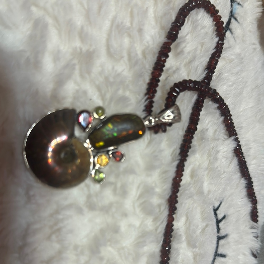 Silver and Multicolor Gemstone Pendant Necklace made in india